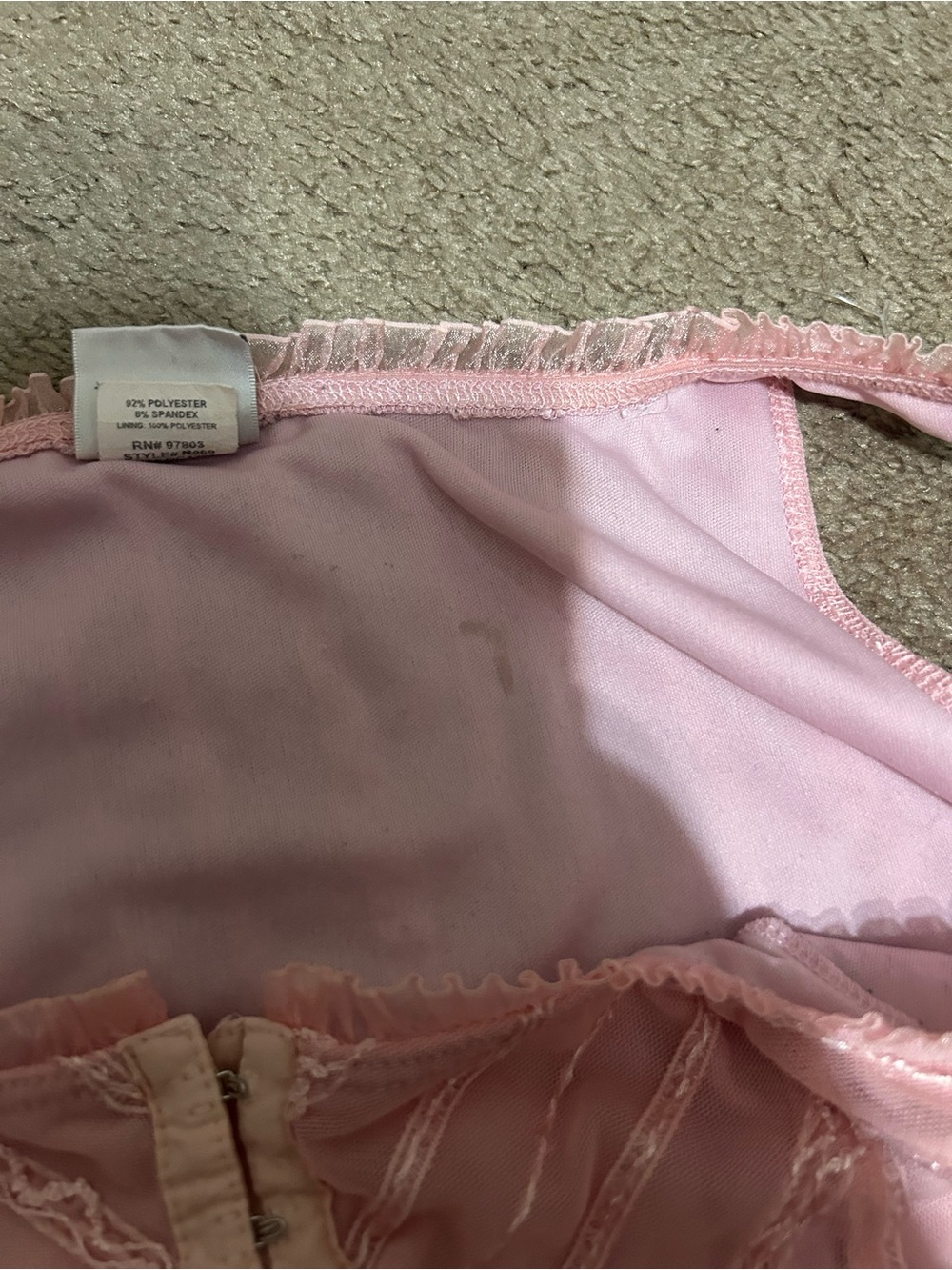 Newport News Pink Lace Trim Corset-Style Tank - Picture 5 of 6